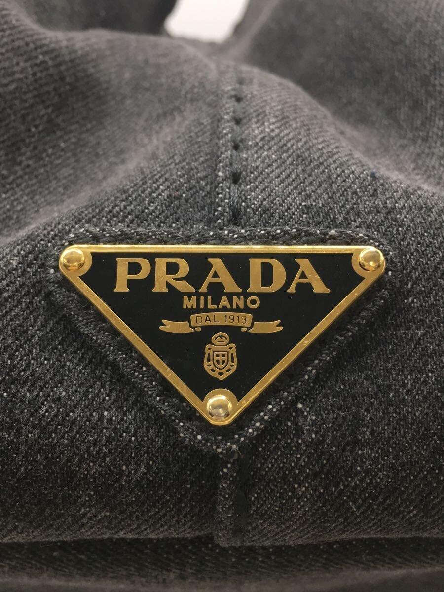 PRADA◆カナパ/ハンドバッグ/キャンバス/GRY_画像5