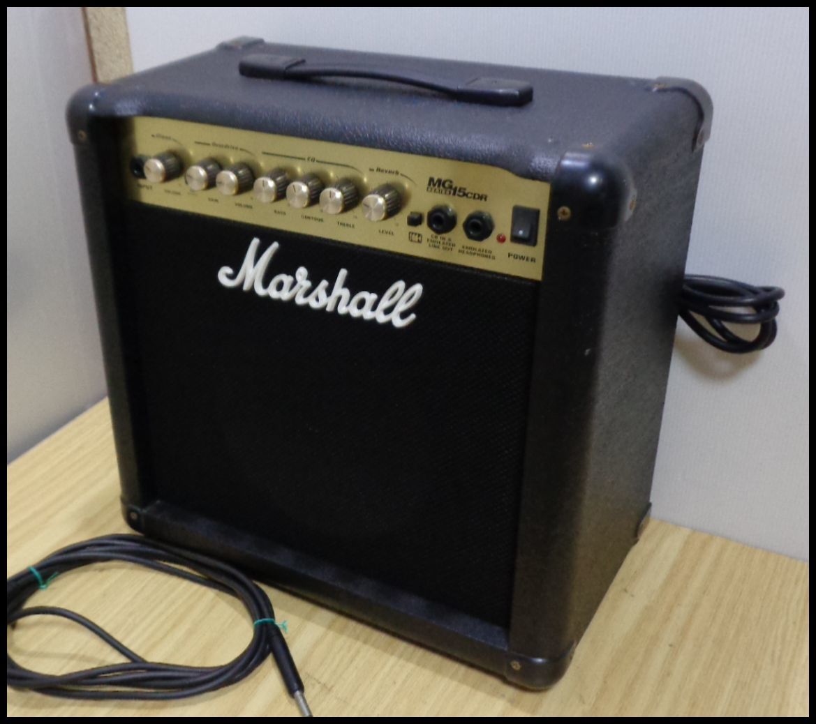 th0175 送料無料 Marshall マーシャル ギターアンプ MG15CDR コンボタイプ ヤマハ 簡易音出しOK アンプコード付き_画像1