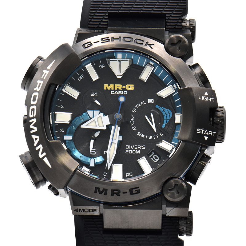  Casio men's G-SHOCK MR-G Frogman box guarantee attaching titanium Raver black Tough Solar solar charge quarts wristwatch used free shipping 