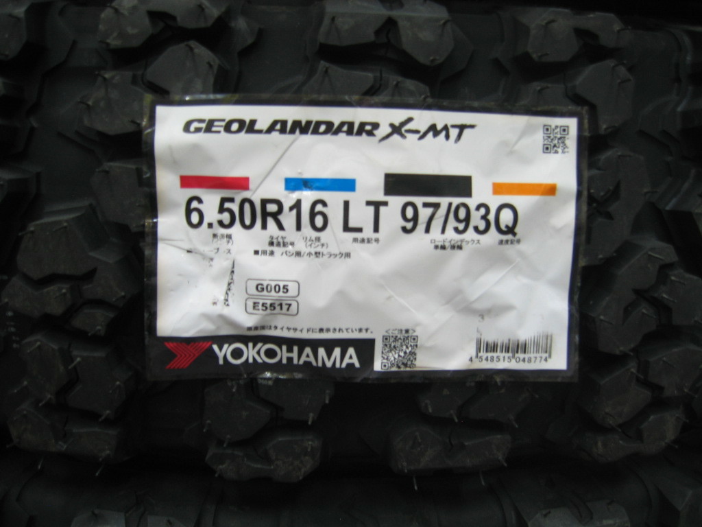 ジムニー ヨコハマ ゴツゴツ タイヤ ジオランダー X-MT G005 650-16 6.50R16 ＆ アルミホイール セット ブラック 新品 4本 税込み 送料無料_画像3