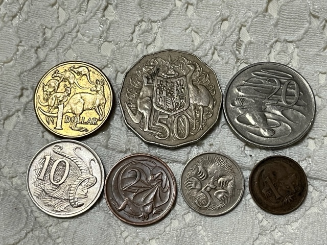 オーストラリア コイン 硬貨 各種 ７種類 古銭 旧硬貨 1ドル 50セント 20セント 10セント 5セント 2セント 1セントの画像1
