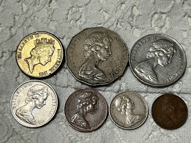オーストラリア コイン 硬貨 各種 ７種類 古銭 旧硬貨 1ドル 50セント 20セント 10セント 5セント 2セント 1セントの画像2