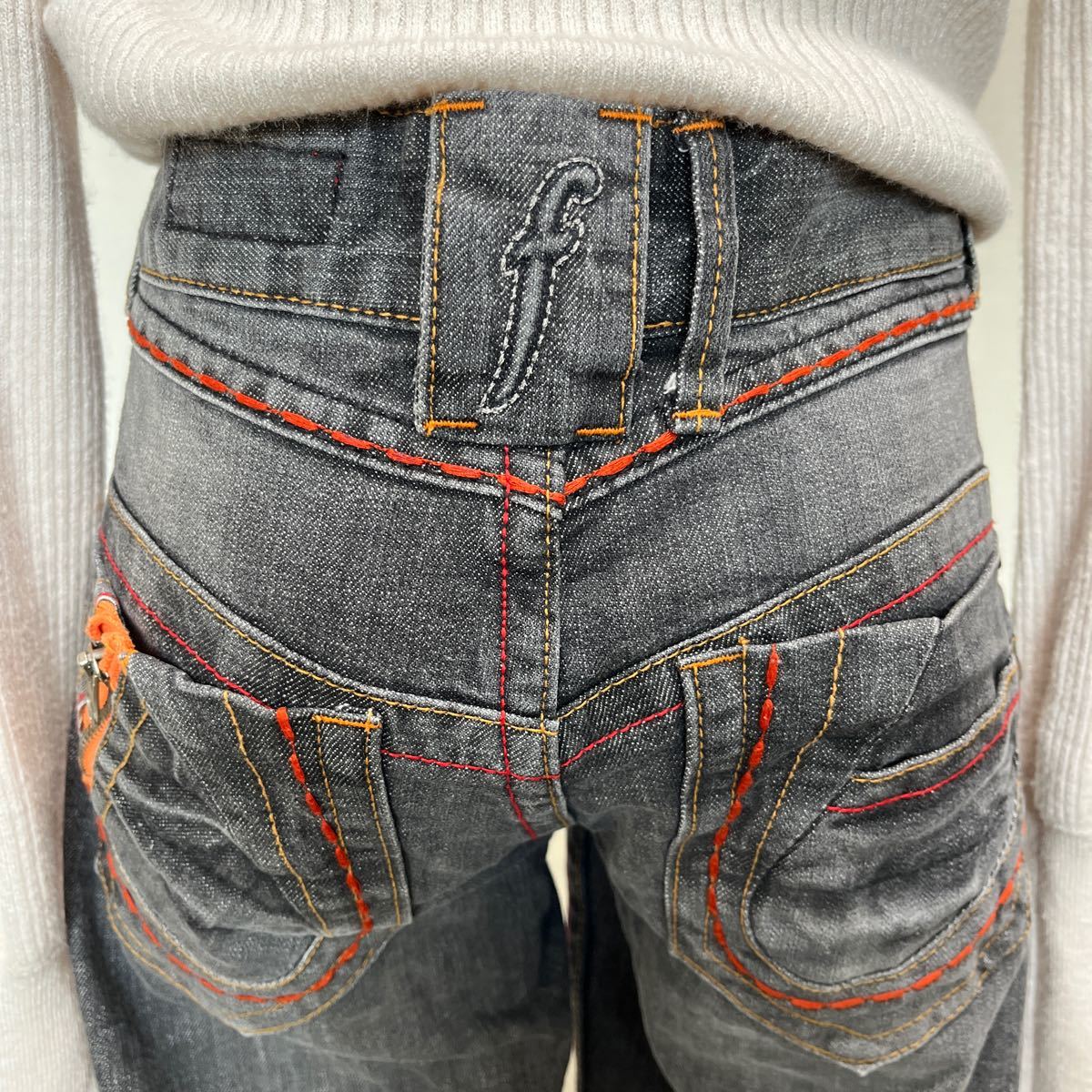 4-6　a.r.y denim　ダメージ風デニムパンツ　デニムワイドパンツ　ジーンズ　ジーパン　S　7号