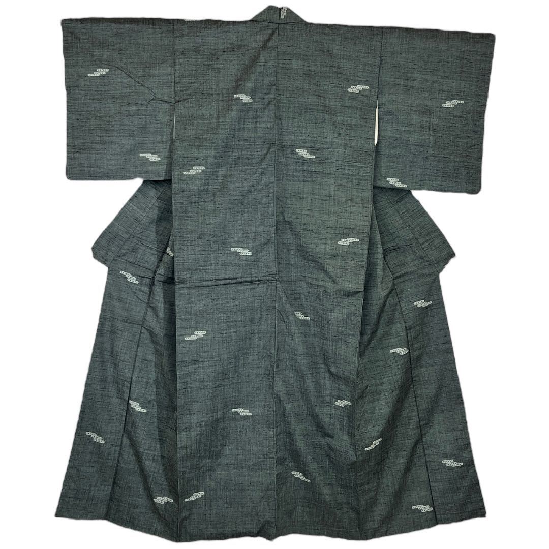 紬 小紋 袷着物 着物 きもの カジュアル着物 リサイクル着物 kimono 中古 仕立て上がり 身丈158cm 裄丈63cm_画像10