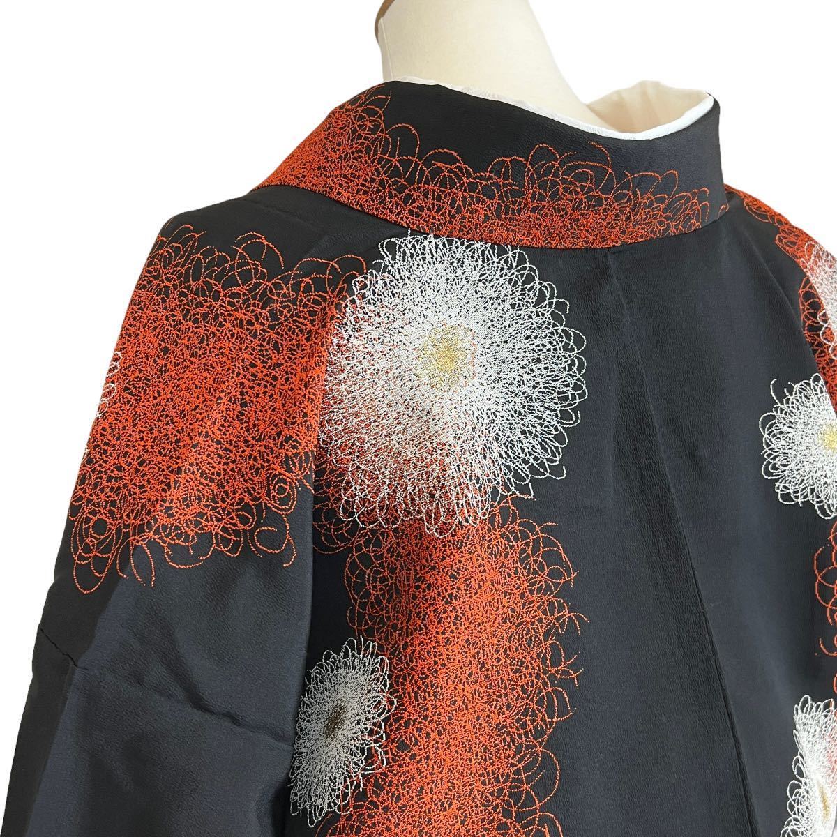 お召 小紋 袷着物 着物 きもの カジュアル着物 リサイクル着物 kimono 中古 仕立て上がり 身丈156cm 裄丈63.5cmの画像4