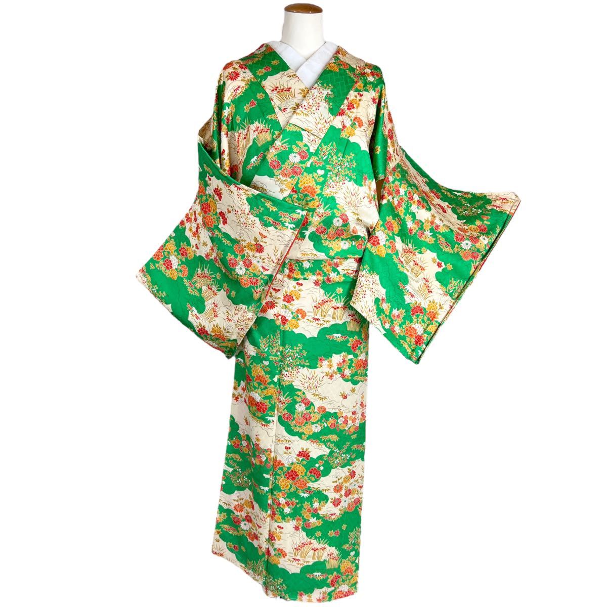 小紋 袷着物 着物 きもの カジュアル着物 リサイクル着物 kimono 中古 仕立て上がり 身丈161.5cm 裄丈66cm
