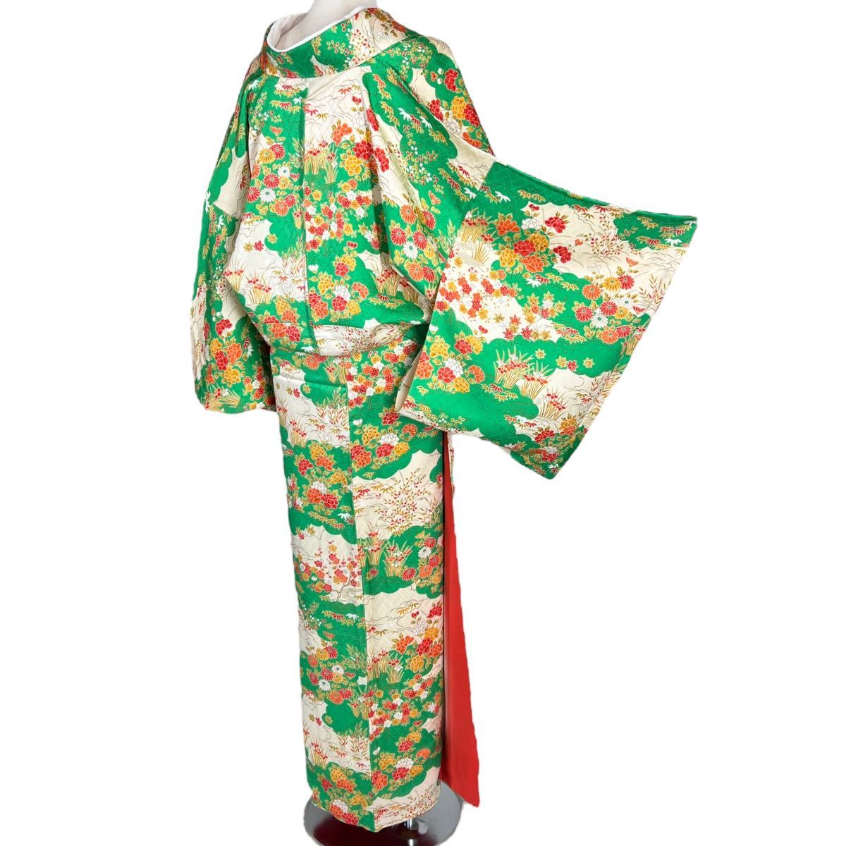 小紋 袷着物 着物 きもの カジュアル着物 リサイクル着物 kimono 中古 仕立て上がり 身丈161.5cm 裄丈66cmの画像4