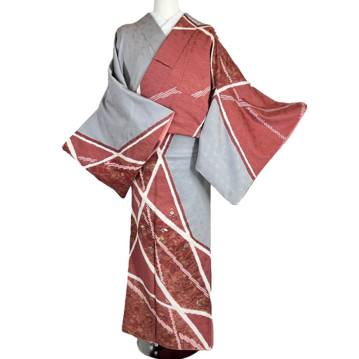 訪問着 袷着物 着物 きもの フォーマル着物 リサイクル着物 kimono 中古 仕立て上がり 身丈163cm 裄丈67cm_画像1