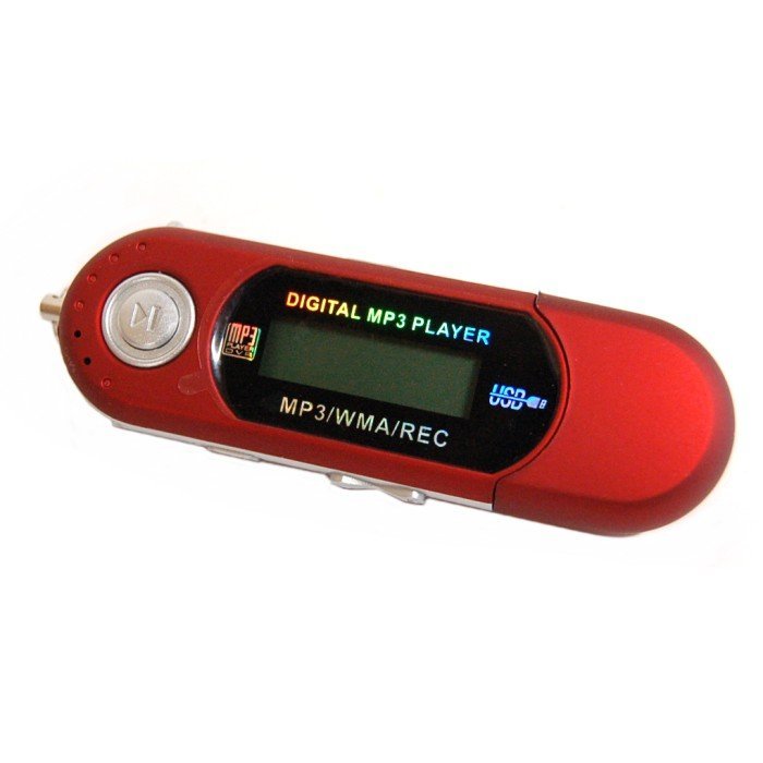 【VAPS_1】電池式 8GB内蔵 MP3プレーヤー 《レッド》 USBメモリ機能 オーディオプレーヤー 音楽 録音 小型 軽量 ポータブル 送込_画像1