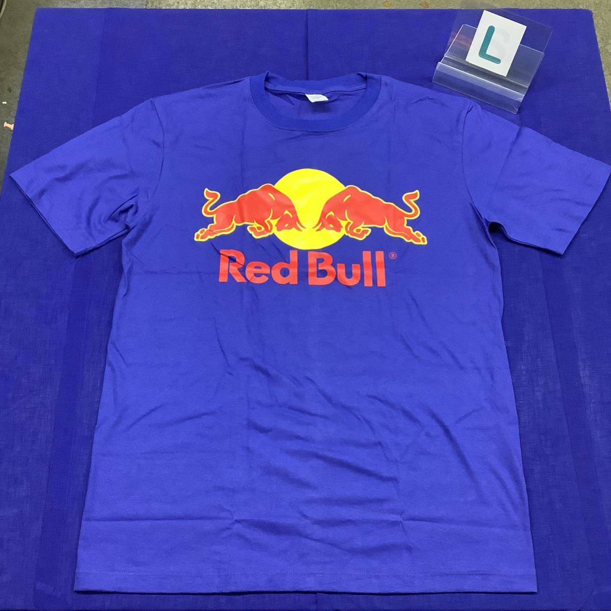 SR10B3. デザインTシャツ Lサイズ 青 Red Bull レッドブル 半袖プリントTシャツの画像1