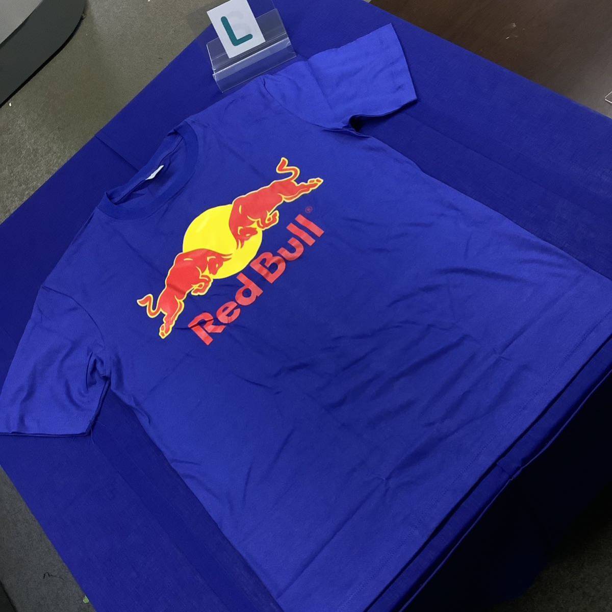 SR10B3. デザインTシャツ Lサイズ 青 Red Bull レッドブル 半袖プリントTシャツの画像6