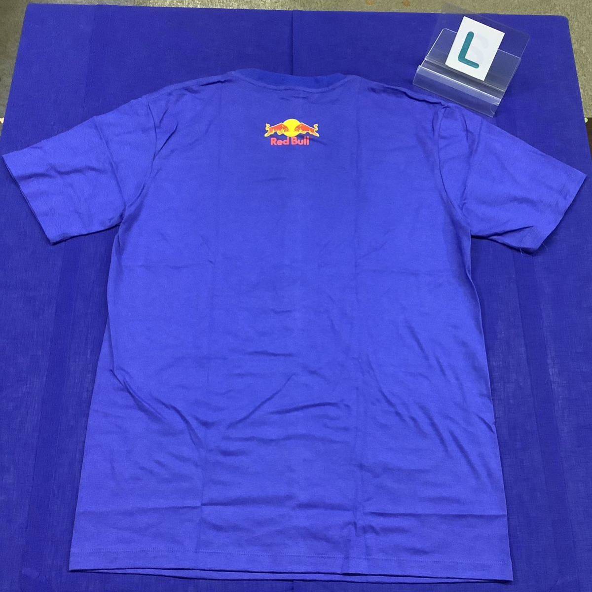 SR10B3. デザインTシャツ Lサイズ 青 Red Bull レッドブル 半袖プリントTシャツの画像7