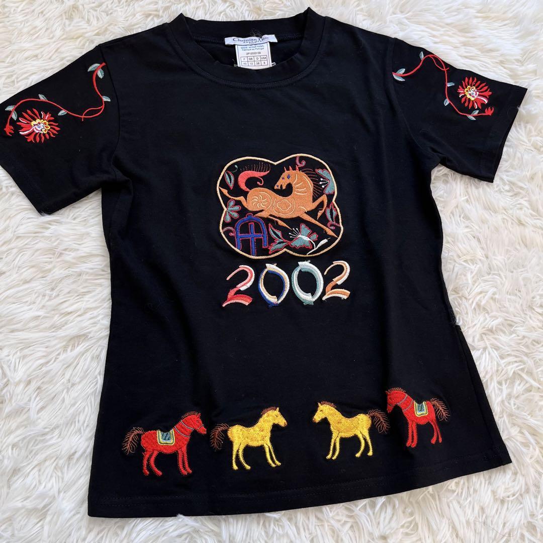 【希少】ディオール　ガリアーノ期　刺繍Tシャツ　2002 黒　馬_画像1