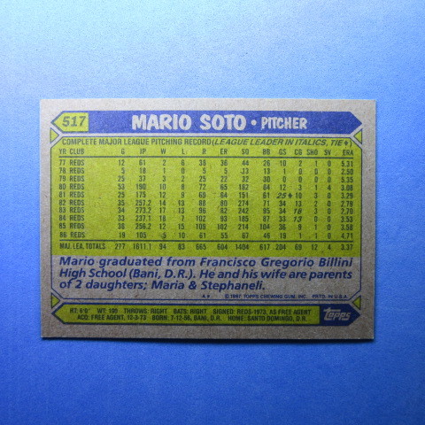 1987 Topps #517 Mario Sotoの画像2
