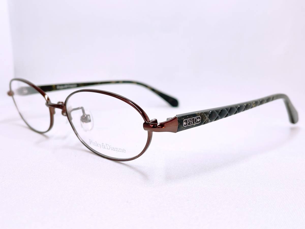 B249 新品 眼鏡 メガネフレーム チタン ブランド ピンキーアンドダイアン 51□16 135 16.2g フルリム シンプル 女性 レディース_画像1