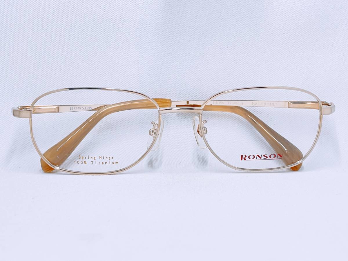 8B-24 メガネ メガネフレーム 眼鏡 RONSON ロンソン ブランド チタン 軽量 17g フルリム 金属 メンズ 男性 女性 レディース シンプル 金色_画像10