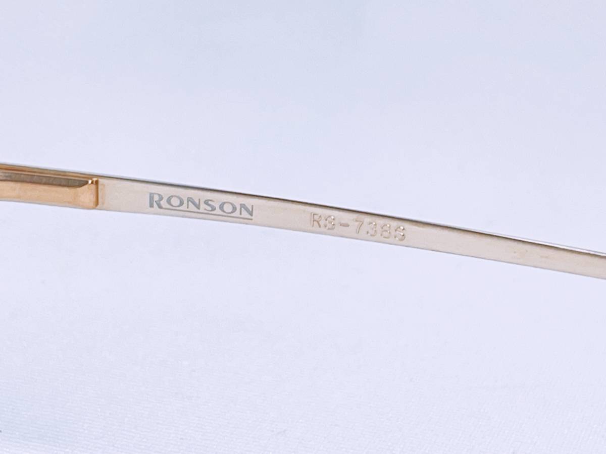 8B-24 メガネ メガネフレーム 眼鏡 RONSON ロンソン ブランド チタン 軽量 17g フルリム 金属 メンズ 男性 女性 レディース シンプル 金色_画像8