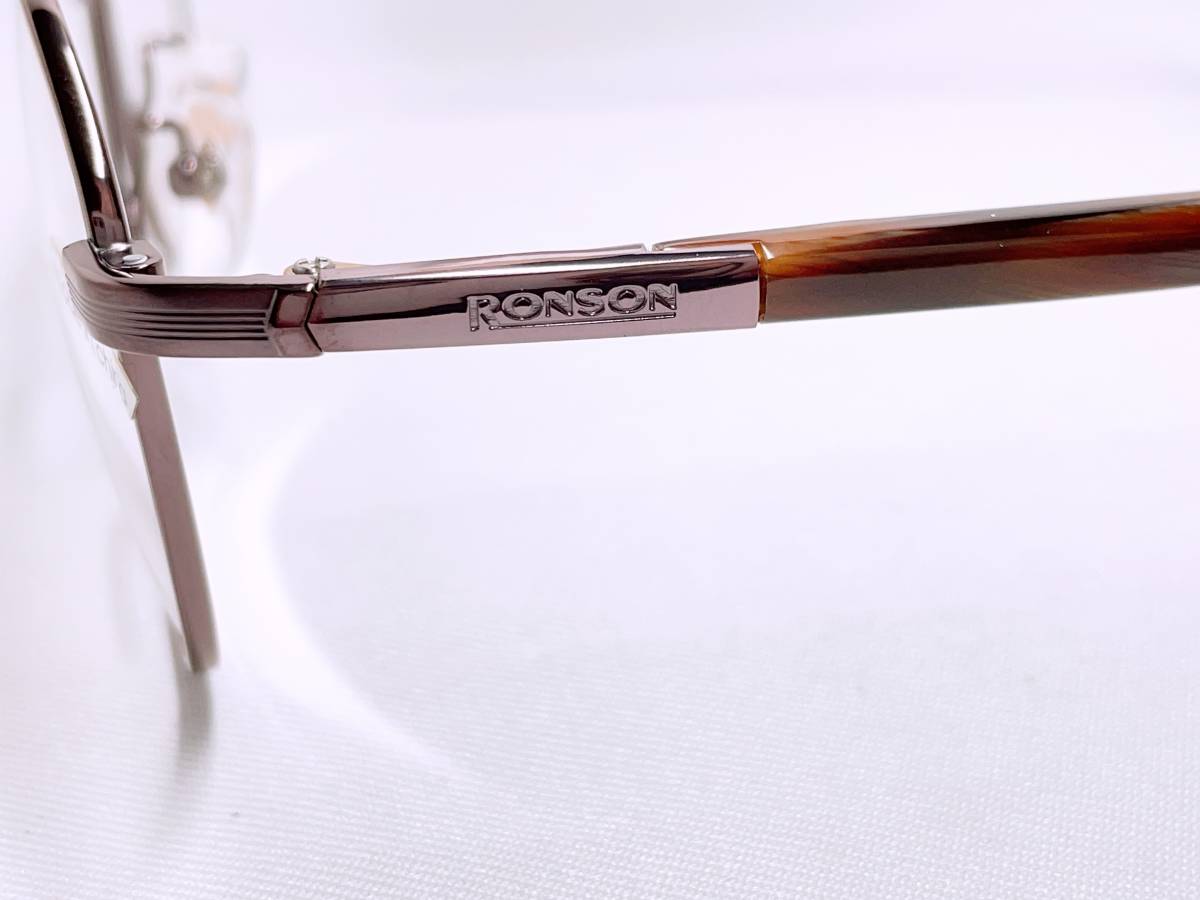 A535 新品 未使用 RONSON ロンソン 57 17 142 メンズ 男性 レディース 女性 チタン ブラウン シンプル フルリム メガネ 眼鏡 フレーム_画像4