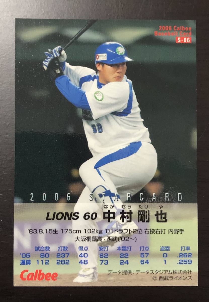カルビープロ野球チップス2006  スターカード S-06 中村 剛也 サインの画像2