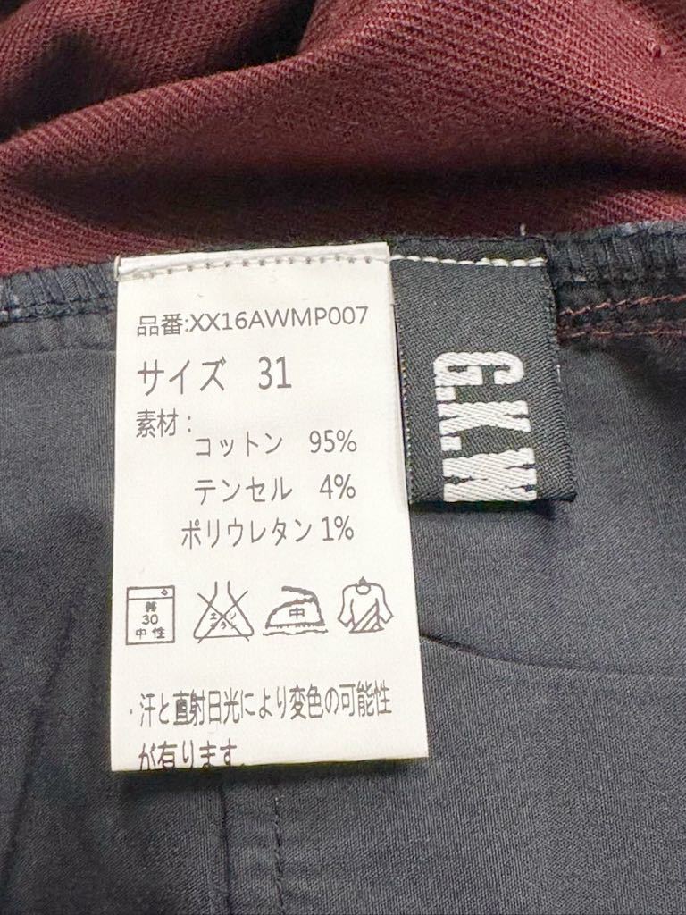 (送料無料)新品未使用品 G.K.WORLD メンズ カラージーンズ☆サイズ 31ウエスト80㎝総丈 約105㎝、股下 約79㎝☆素材 綿95%テンセル4%他_画像9