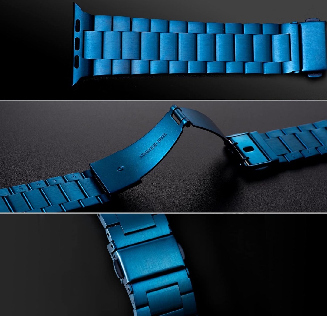y011210fm KIMOKU コンパチブル Apple Watch バンド 41mm 40mm 38mm ステンレス製 Ultra SE 2 SE Series 8 7 6 5 4 3 2 1 ブルーの画像2