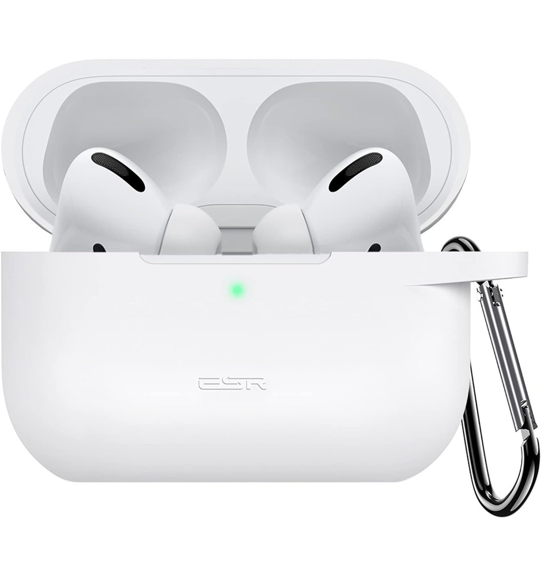 y012218fm ESR AirPods Pro ケース ( 2022 / 2019 ) 用 AirPods Pro 第2世代 ケース シリコン カラビナ 付き 可視 LED ライト ホワイト_画像1