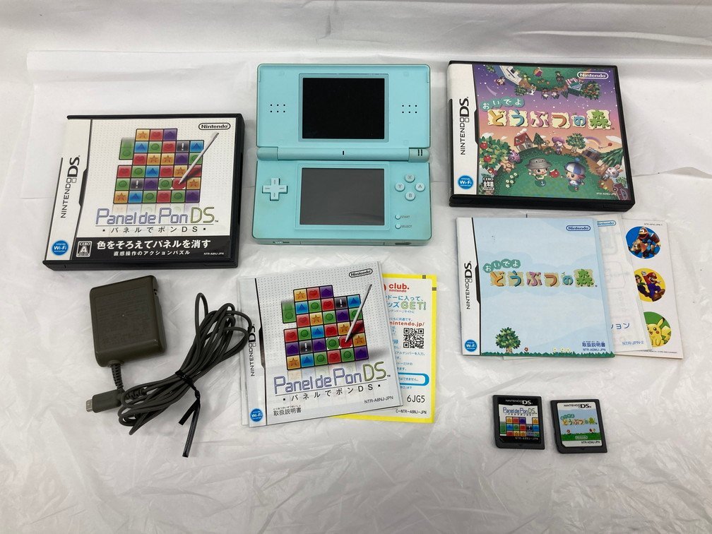 任天堂 NINTENDO DS Lite 本体 アイスブルー/NINTENDO DS ソフト パネルでポンDS　おいでよどうぶつの森 計3点 おまとめ【BLBB8021】_画像1