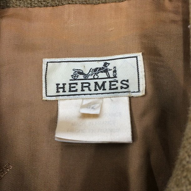 HERMES エルメス ウール ジップアップ ブルゾン ブラウン系 サイズ52 メンズ【CAAH5011】_画像4