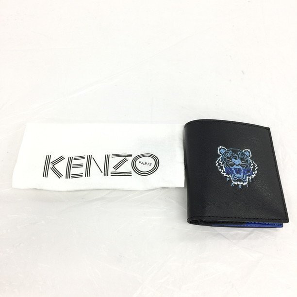 KENZO ケンゾー 財布 黒 トラ レザー 袋付き【CAAT1001】_画像1