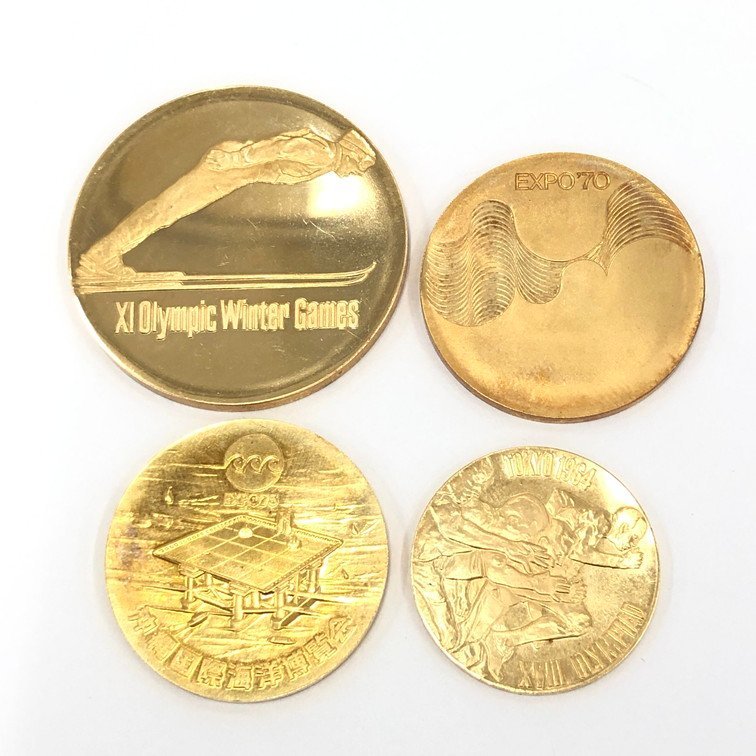 K18 750刻印 金貨おまとめ 4点 日本万国博覧会記念など 総重量62.0g【BLBA6027】