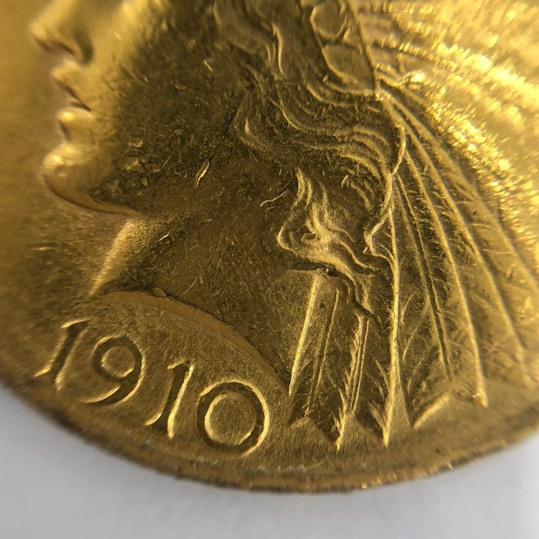 K21.6　アメリカ　インディアン金貨　10ドル　1910　総重量16.7g【CAAF6032】_画像5