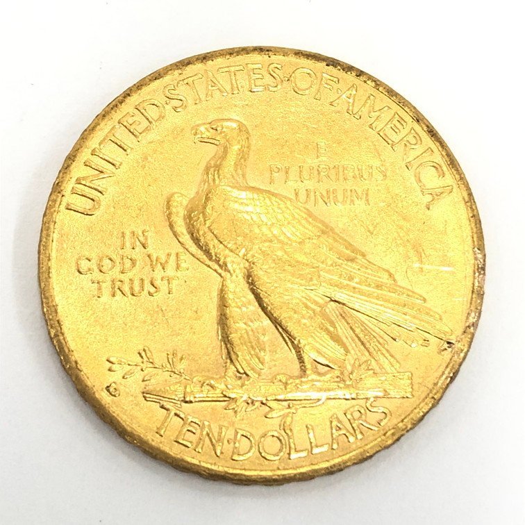 K21.6　アメリカ　インディアン金貨　10ドル　1910　総重量16.7g【CAAF6032】_画像1
