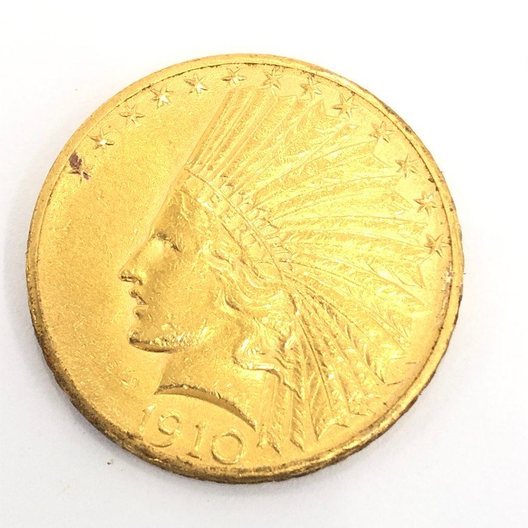 K21.6　アメリカ　インディアン金貨　10ドル　1910　総重量16.7g【CAAF6032】_画像2