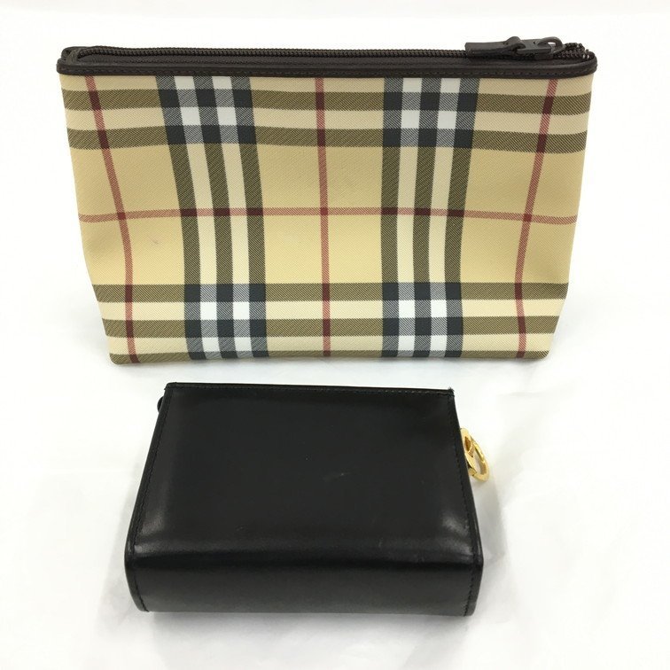 Salvatore Ferragamo サルヴァトーレフェラガモ ポーチ 黒/BURBERRY バーバリー ポーチ ノバチェック/ 2点セット【CAAN5002】_画像3