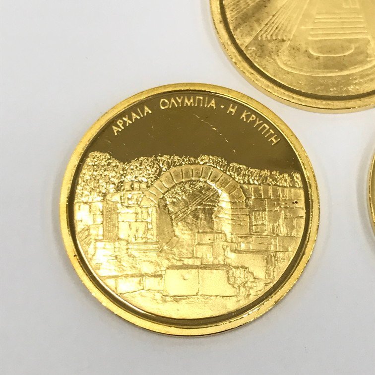 K24　アテネオリンピック　公式記念金貨　100ユーロ　3枚まとめ　総重量30.5g【CAAV6077】_画像2