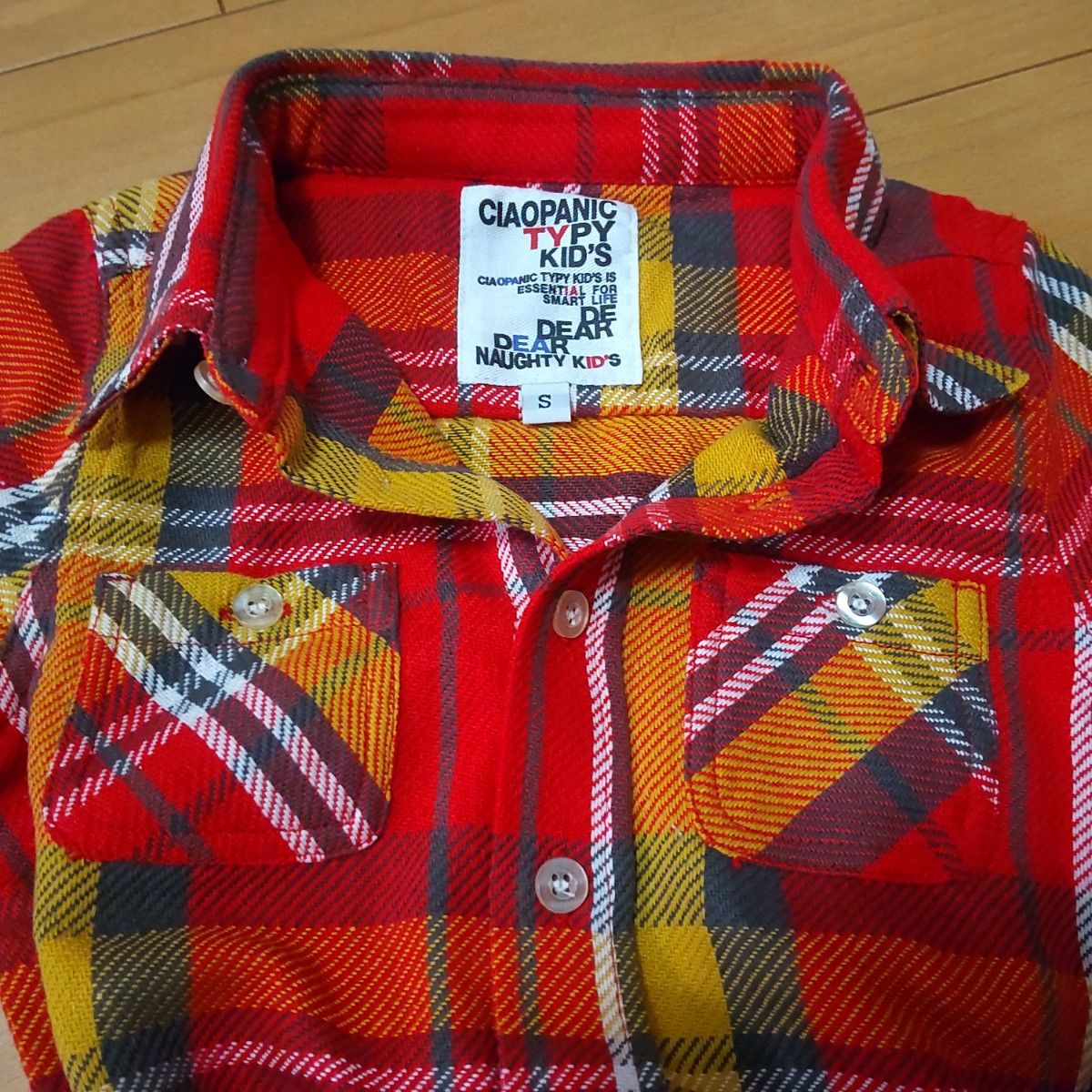 CIAOPANIC TYPY KID'S ベルト付きネルシャツ 赤系 XS S 2枚セット 未使用品
