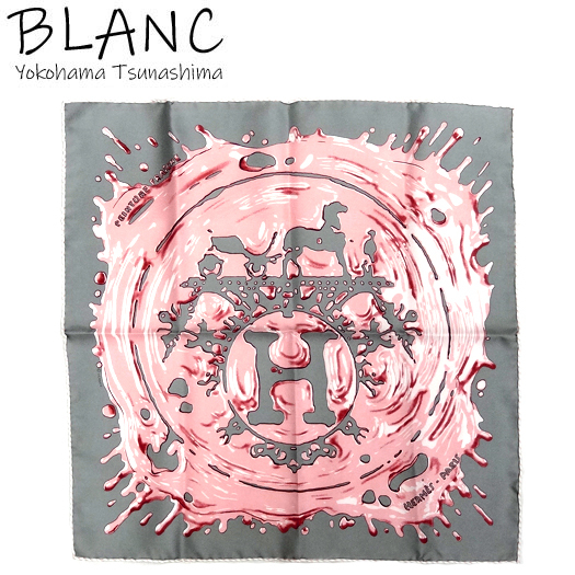エルメス カレ45 プチカレ ガブロッシュ Peinture Fraiche ペンキ塗りたて シルク グレー ピンク HERMES 横浜BLANC