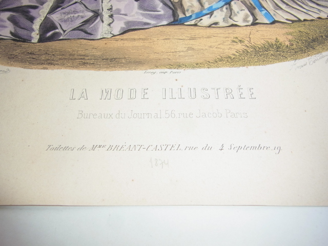 美品希少1874年(明治7年)銅版画■フランス ファッション誌 『La Mode illustree（ラ・モード・イリュストレ）』No.24 ファッションプレート_画像3
