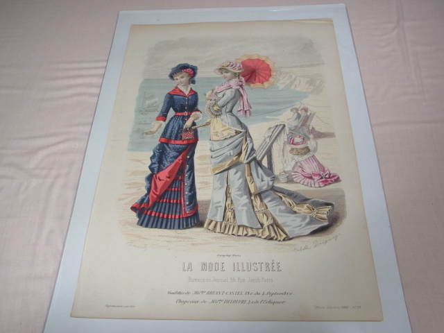 美品希少1880年(明治13年)銅版画■フランス ファッション誌『La Mode illustree（ラ・モード・イリュストレ）』No.28 ファッションプレート