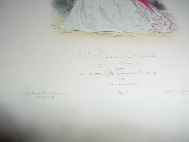 美品1865年(元治元年)スチール彫版画■パリ ファッション画『Hippolyte Pauquet（ヒッポライト・ポーケ）』PL.76 Herrschaft von Louis XVI_画像4