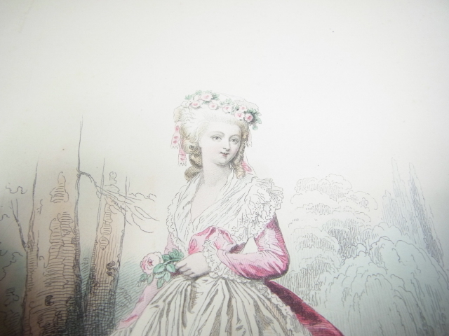 美品1865年(元治元年)スチール彫版画■パリ ファッション画『Hippolyte Pauquet（ヒッポライト・ポーケ）』PL.76 Herrschaft von Louis XVI_画像3