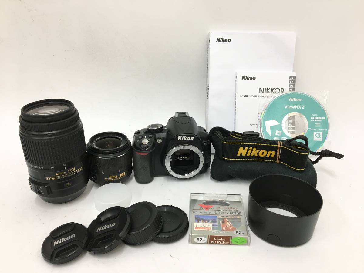 ★ Nikon D3100 + Nikon DX AF-S NIKKOR 55-300mm1:4.5-5.6 G ED 他レンズ1本 ニコン デジタル一眼レフカメラ_画像1