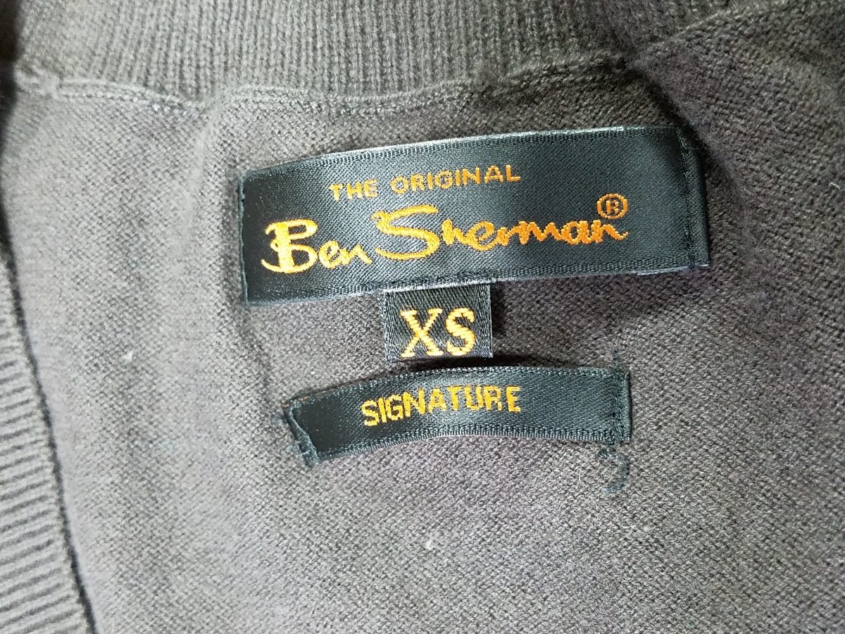 130* Ben автомобиль - man BEN SHERMAN SIGNATURE длинный рукав вязаный XSa-ga il рисунок хлопок 100% б/у USED