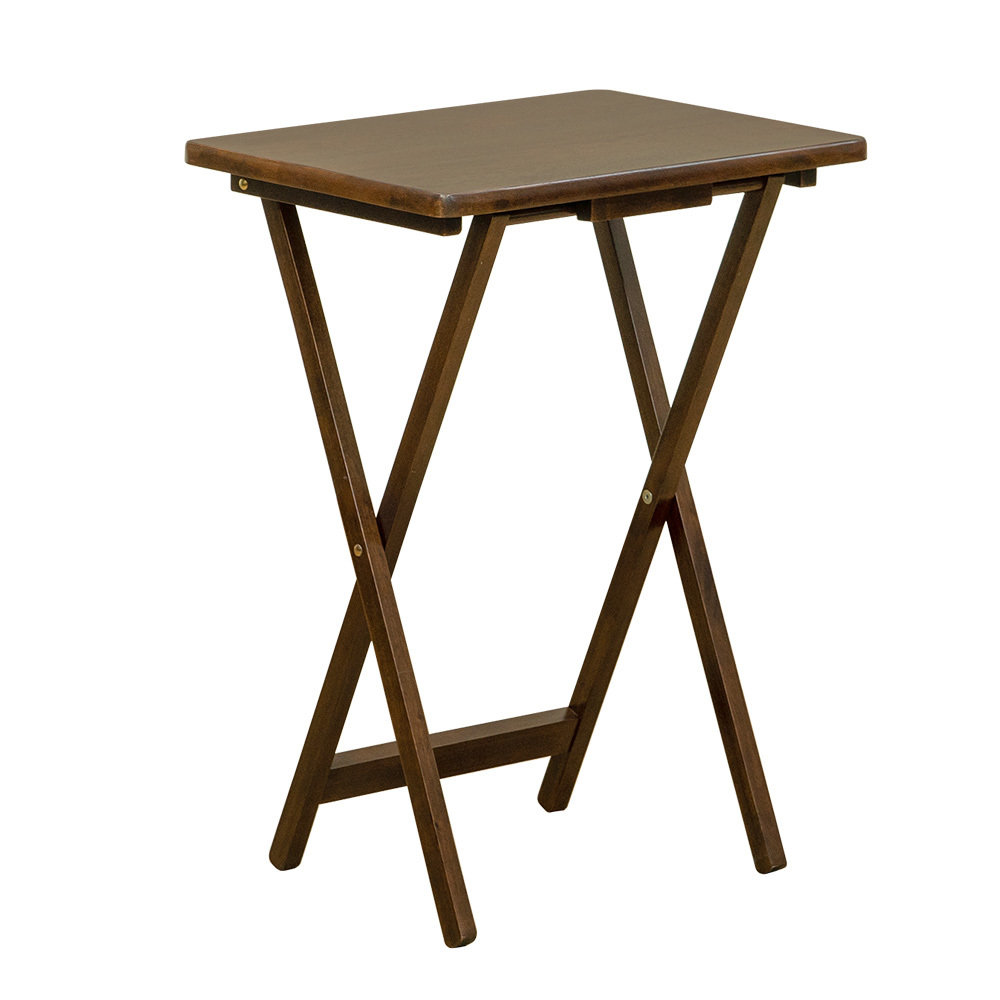  folding desk 48cm width wooden rectangle space-saving sofa side bedside table IS-01 Brown (BR)