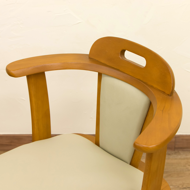 ダイニングチェア 2脚セット 肘掛付き 回転式 椅子 木製 合成皮革 PVCレザー イス BH-06 ライトブラウン(LBR)_画像10