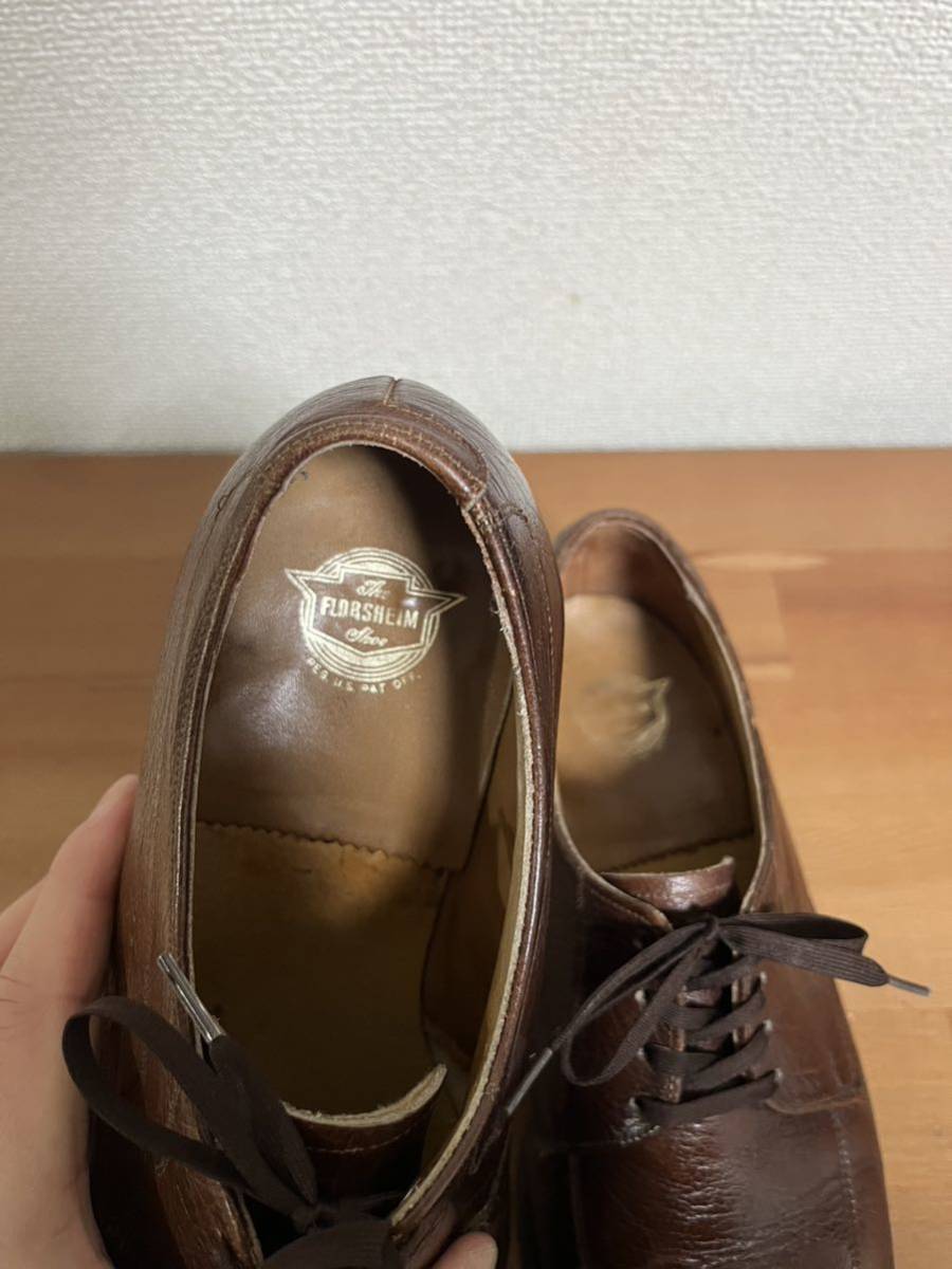 70s FLORSHEIM U chip кожа обувь 7 3E 25 EEE 70 годы Vintage 