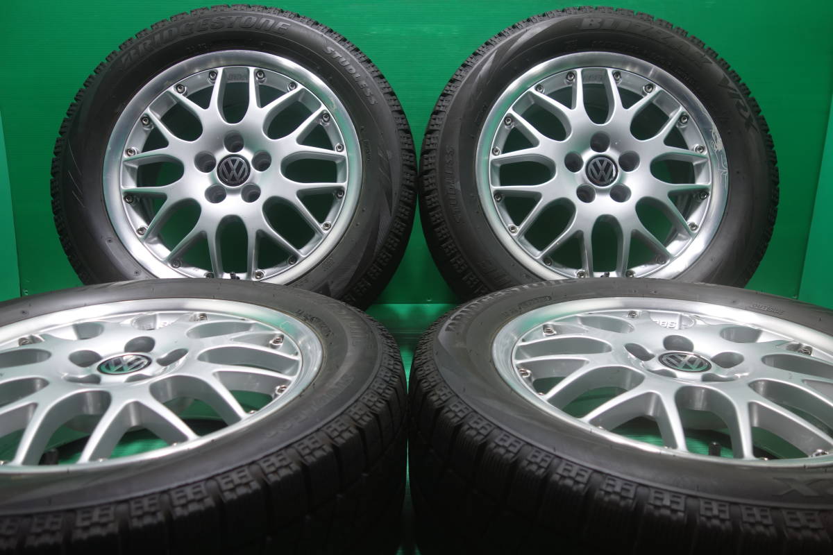 L532-18 送料無料 205/55R16 スタッドレス 4本セット ブリヂストン VRX 8分山 BBS フォルクスワーゲン純正 ニュービートル ゴルフ_画像1