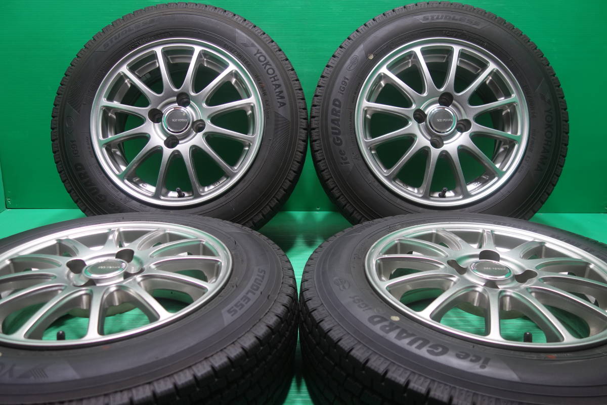 L652-21 送料無料 155/80R14 88/86N LT スタッドレス 4本セット YOKOHAMA ice GUARD iG91 8分山 溝たっぷり プロボックス サクシード_画像1