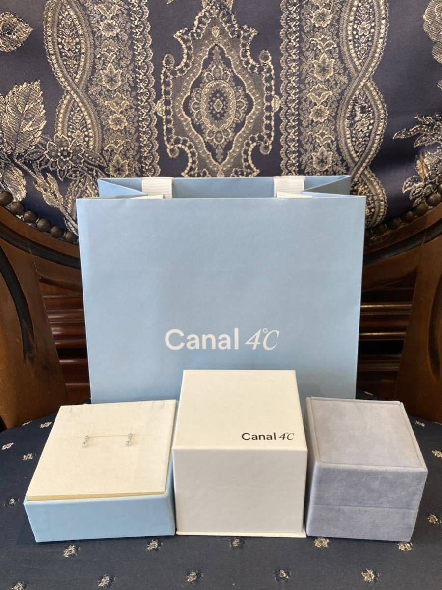 新品 正規品 canal4℃ カナルヨンドシー ピアス ダイヤモンド 3粒 k10 ゴールド ケース 紙袋 リボン 箱 ホワイトゴールドの画像10