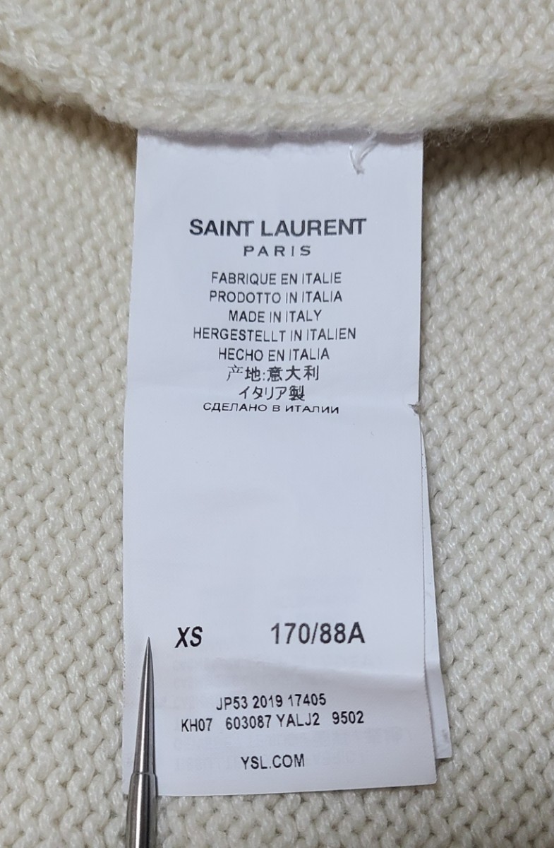 *19aw.15 ten thousand degree SAINT LAURENT PARIS cashmere 100% crew neck knitted sun rolan Paris men's size XSke ring used * junk treatment 